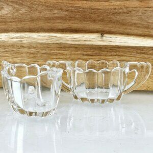 Heisey Crystolite Cream & Sugar Set 2.5" vertical ribbed art deco handle
